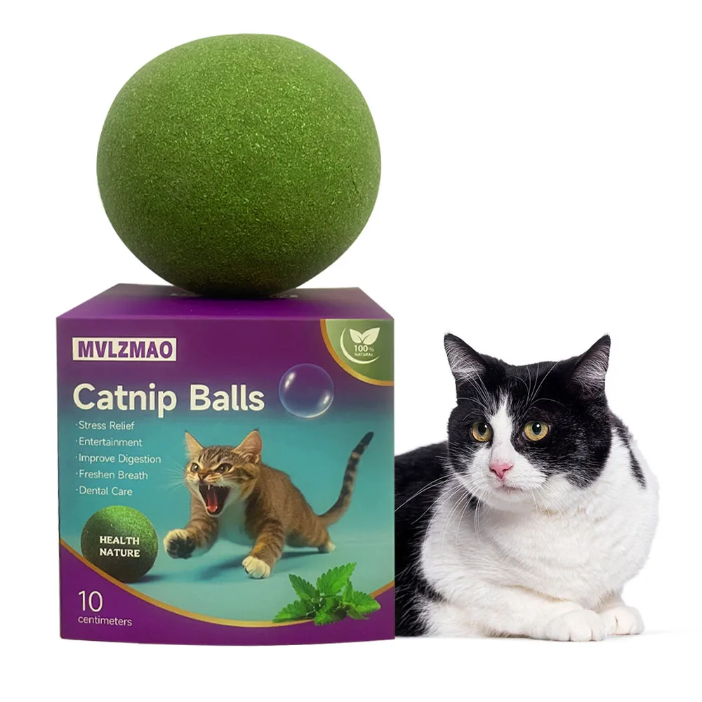 Großer Katzenminzball für Katzen 10cm Leckbarer Natürlicher Katzenminz-Spielzeugball zur Selbstbeschäftigung Langlebiges Indoor-Kauspielzeug für Kätzchen