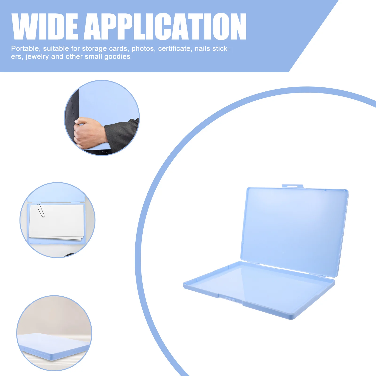 

Portable Document Holder Plastic Business Card File Boxes Storage Case Desk Organizer