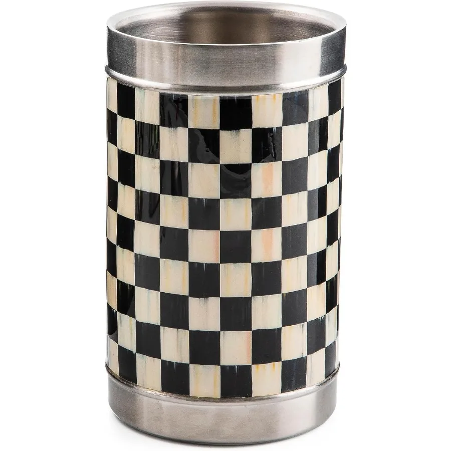 

Wine Bottle Cooler Champagne and Wine Ice Bucket BlackandWhite Courtly Check
