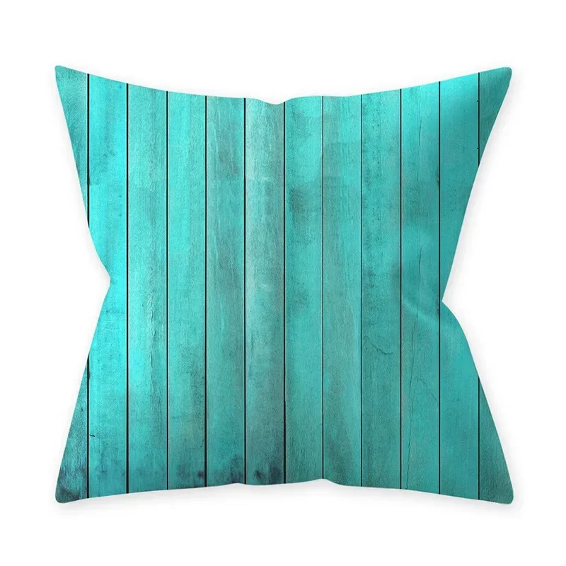 Nordic Geometric Printing Polyester Pillowcase Home Decor Sofa Living Room Polyester Pillow Cyan Blue Leaf Cushion Cover
