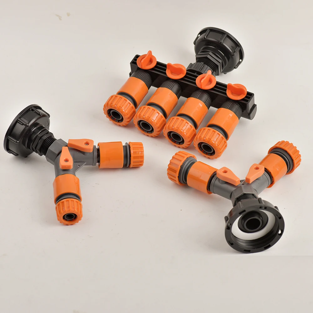 1000 Liters IBC Tank Adapter Kit- Hose 2/4-Way Garden Hose Out Valve Water Hose Fitting For Outdoor Water Tank Garden, Farm