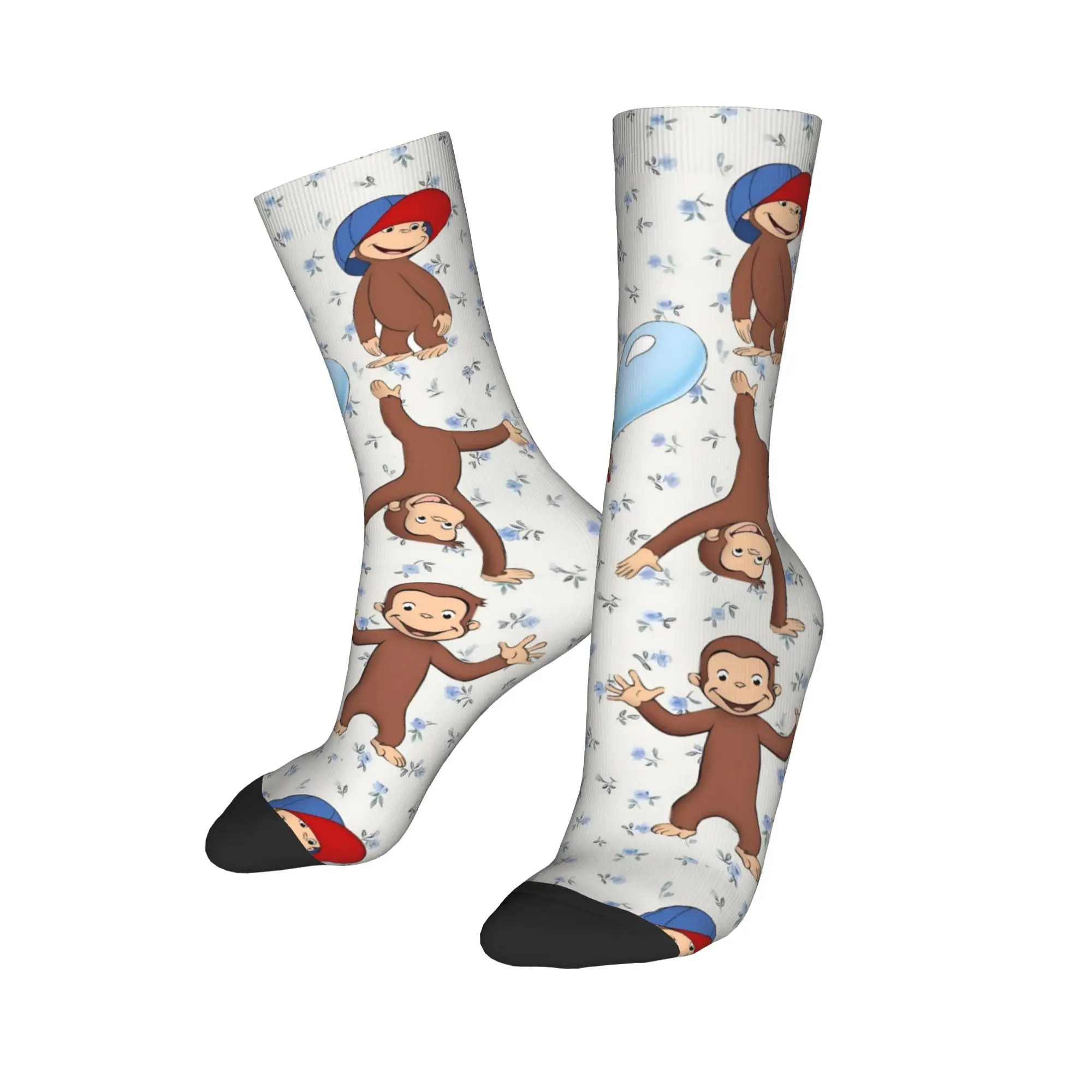 

Крутые баскетбольные носки Curious George, полиэстеровые носки с героями мультфильмов для женщин и мужчин, дышащие,