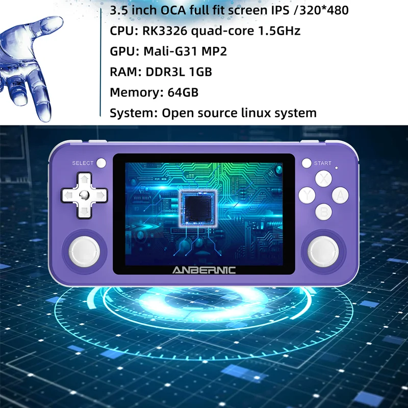 ANBERNIC RG351P 3.5inch Handheld Game Consoles CPU RK3326 Open Linux System Simulators Portable Retro Video Game Consoles Gifts
