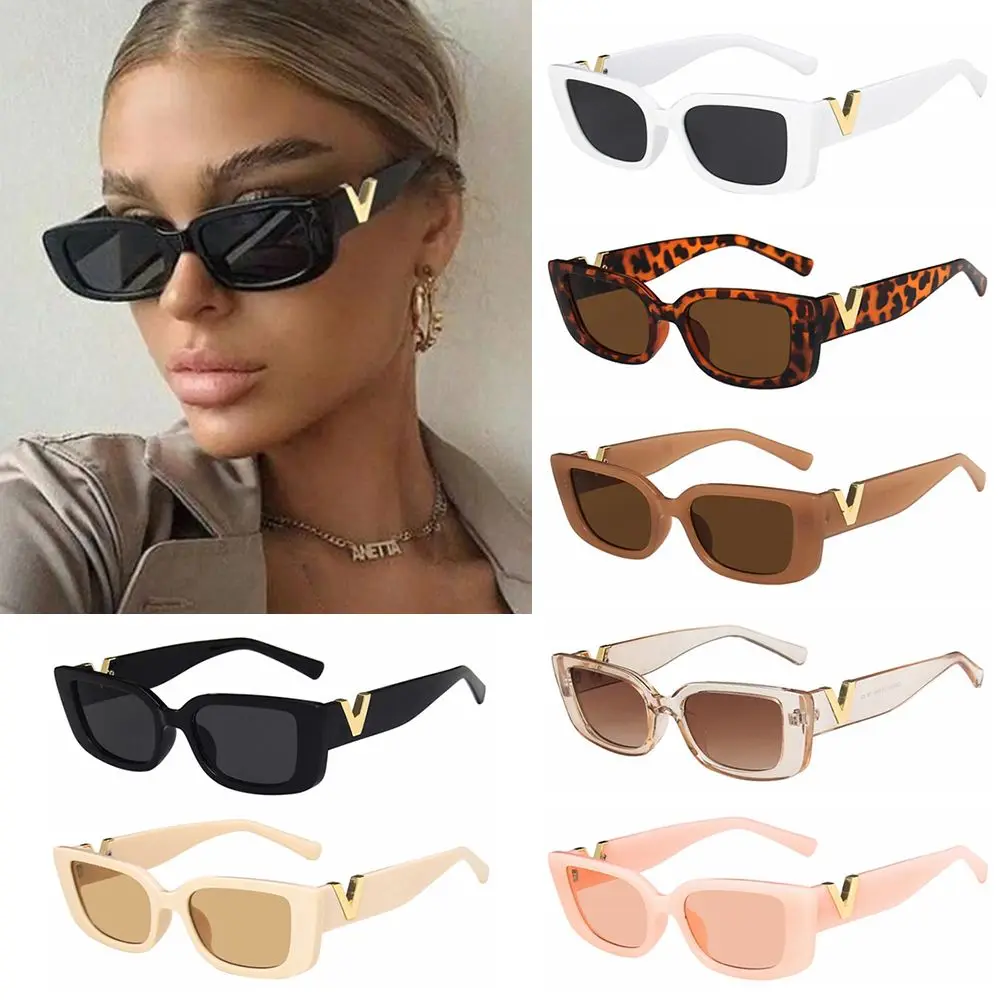 

Luxury with Metal Hinges Small Retro Sunglasses for Women Jelly Sunglasses Cat Eye Frame V Sun Glasses