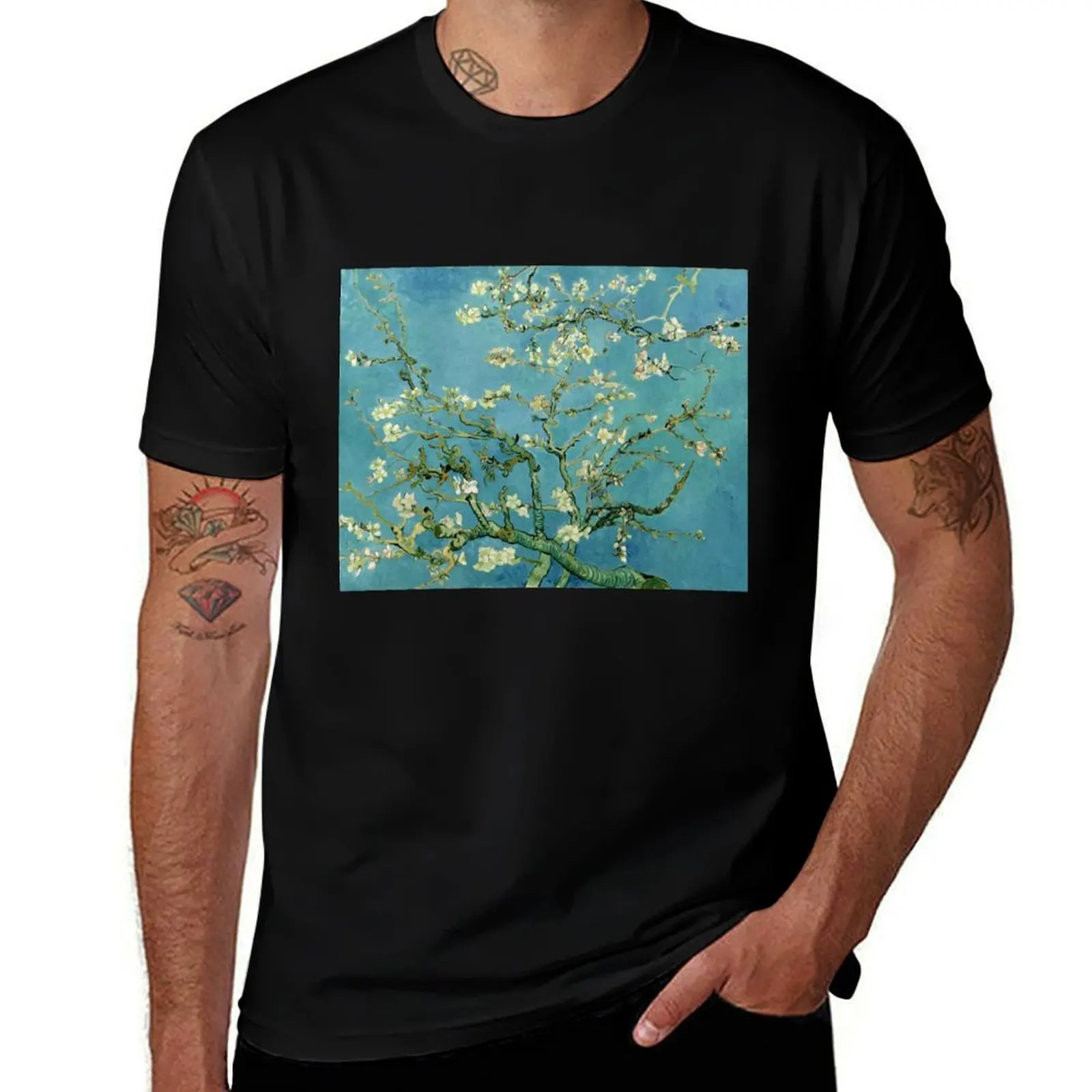 Branches with Almond Blossom Van Gogh Painting T-Shirt Casual Trendy Short Sleeve T-Shirt