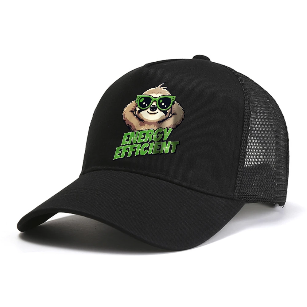 

energy Efficient Sloth Baseball Cap man Women Summer mesh cool snapback hat Breathable adjustable truck hats