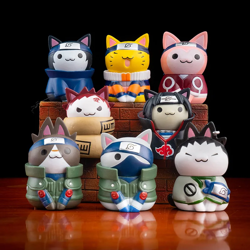 8pcs Naruto Cat blind box Weasel Sasuke Naruto I love the cute cartoon Q edition tabletop decoration gift