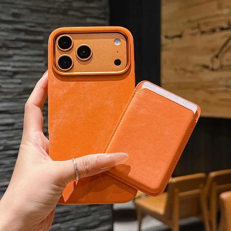 

2 in 1 Premium Flannel Leather Card Wallet Case For iPhone 17 Pro Max Air 17Pro Magnetic Charging Metal Camera Protection Cover
