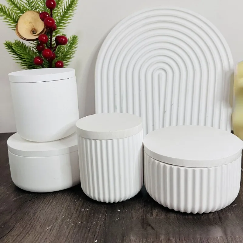 DIY Handmade Gypsum Form Aroma Cup Flowerpot Mold Concrete Form for Candles Jar Mould Silicone Moulds Cement Jewelry Box Molds