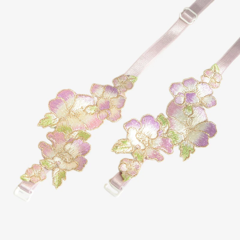 anilv-ハイビスカス刺繍ショルダーストラップ中国漢服ドレス取り外し可能な弾性ストラップ-diy-アクセサリー