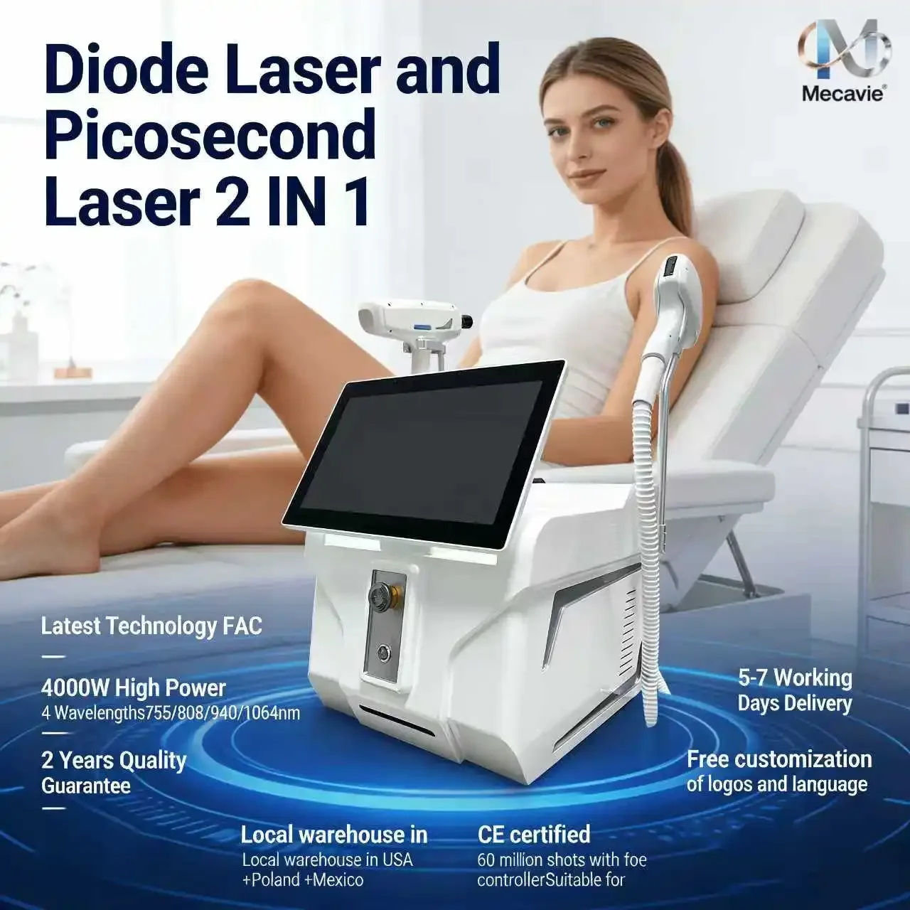2in1 Laser Diode Hair Removal And Peak Laser Ice Laser Machine 4 Wavelengths Hair Removal Tattoo Removal Q-switched