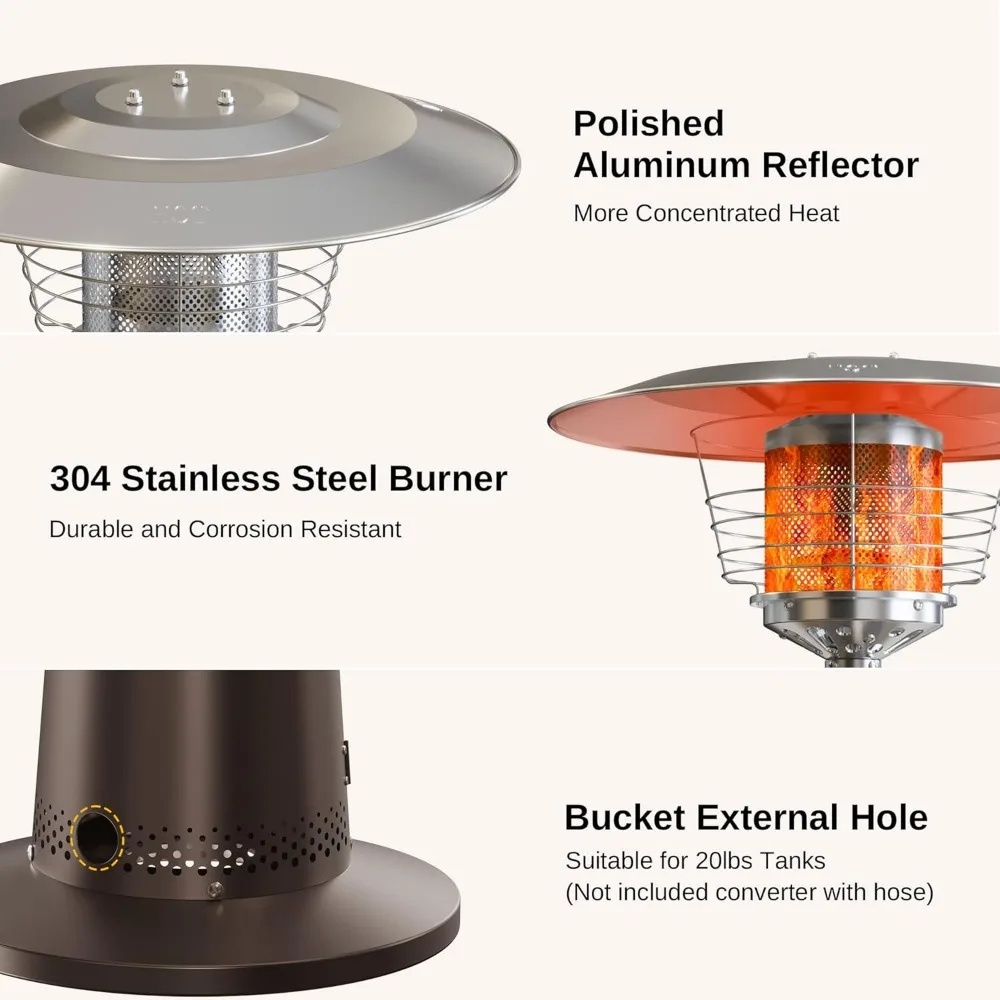 Terrasverwarmer desktop buitenverwarmer, mini draagbare propaan veranda gas buitenverwarmer met 304 roestvrijstalen brander