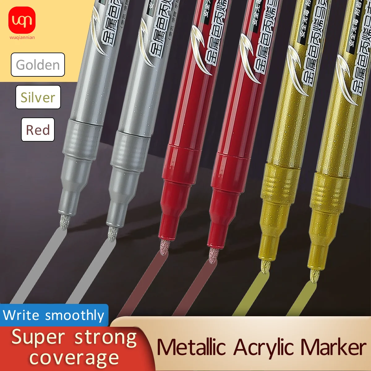 

WQN 3pcs Large Capacity Marker Premium Acid Graffiti Pen Metallic Texture Marker Pen for Rock Painting DIY Card
