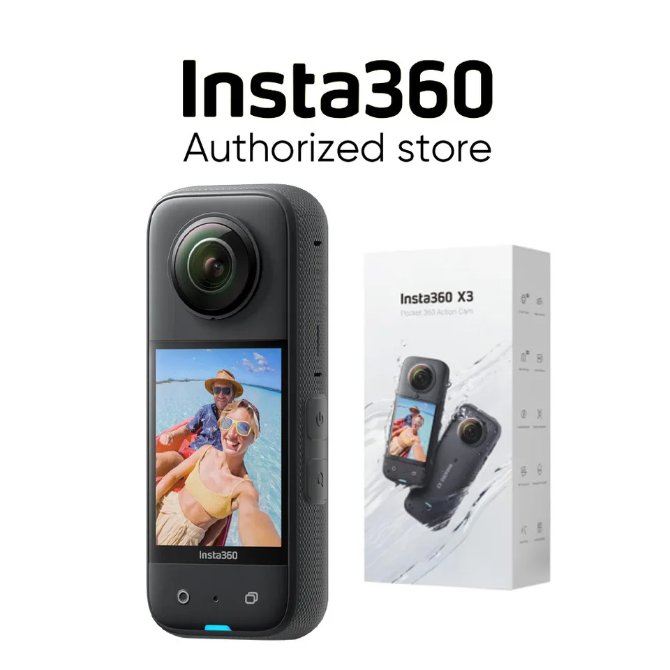 كاميرا Insta360 X3 مقاومة للماء بزاوية 360 درجة، 5.7K 360، تثبيت، شاشة تعمل باللمس، تحرير AI، بث مباشر، كاميرا ويب