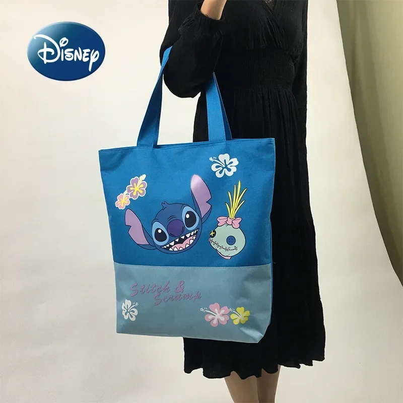 

Disney Stitch New Canvas Handbag Cartoon Cute Women's Shoulder Bag Large Capacity Fashion Trend Shopping Bag High Quality