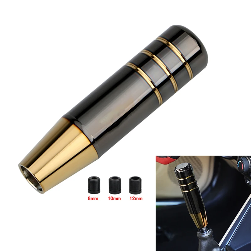 Universal Car Accessories 18cm Gold Black Shifter Stick Lever Gear Knob Aluminum Racing Car Gear Shift Knob Lever Head