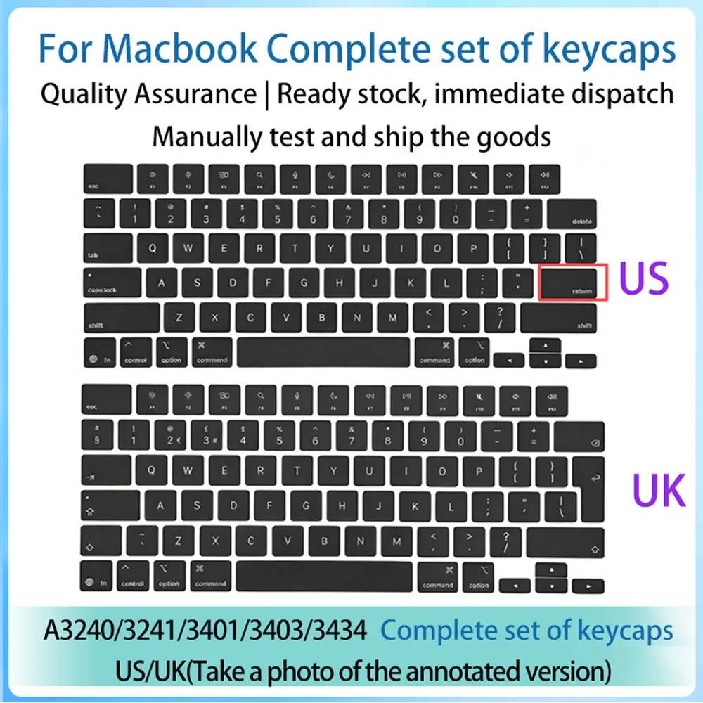 A3240 A3241 A3401 A3403 A3434 Keycaps Key Cap Set Applicable for MacBook Pro Retina M4 M5 13.6' 15.3' Keyboard image 5