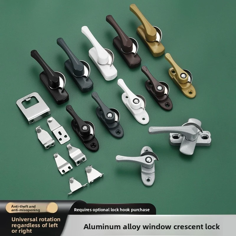 Aluminum Bidirectional Crescent Window Lock Anti‑Theft Sash Latch With Stainless Steel Hook Window Hardware Fitting
