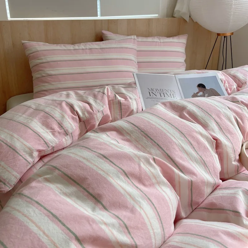 Single Double Exquisite Stripe 1Duvet cover+2Pillowcases 100%Cotton Experience Hotel-Like Comfort with Unparalleled Softness