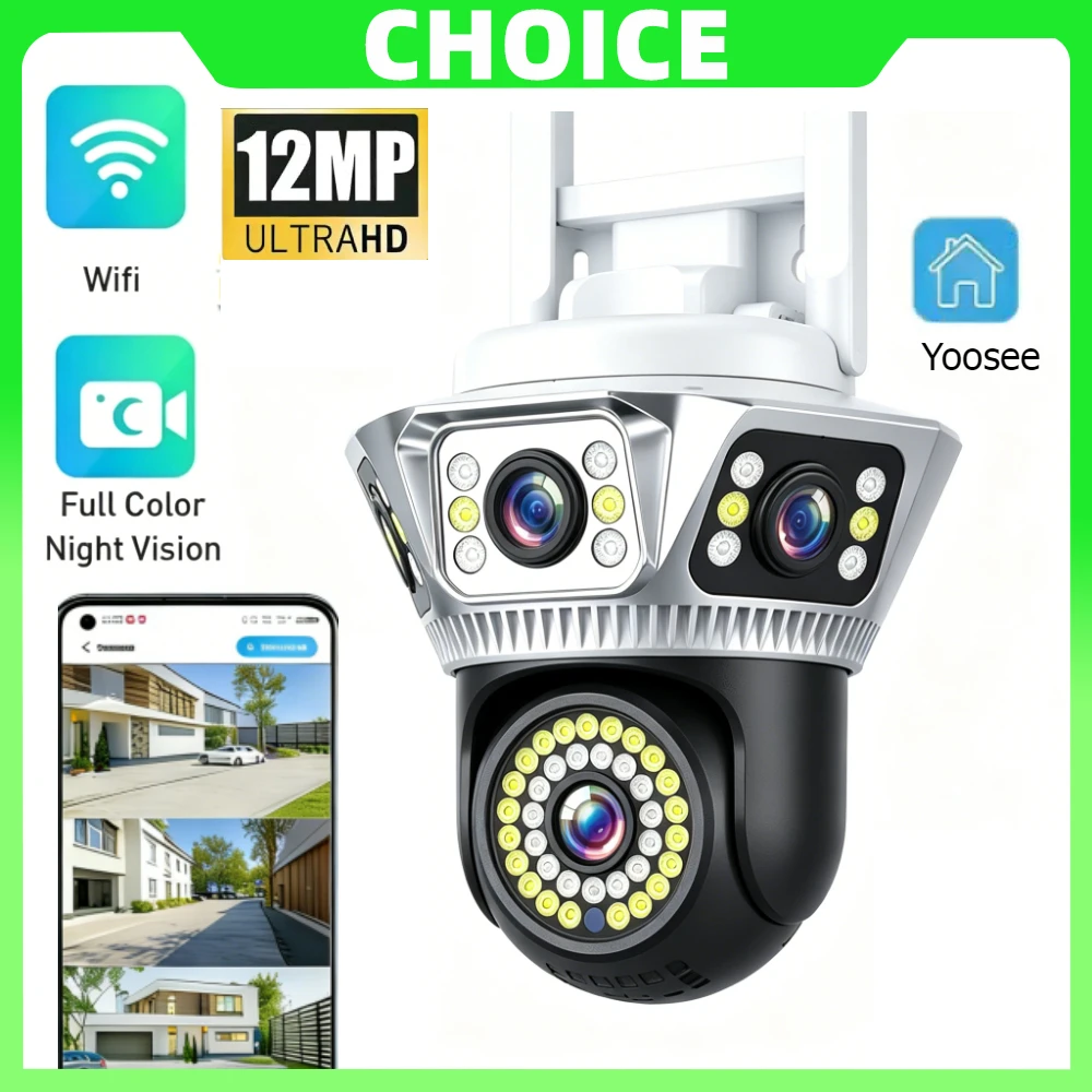 Yoosee WiFi Camera, Security Protection 3 Screens CCTV, Night Vision Surveillance Camera, 4K Security Cam Mini