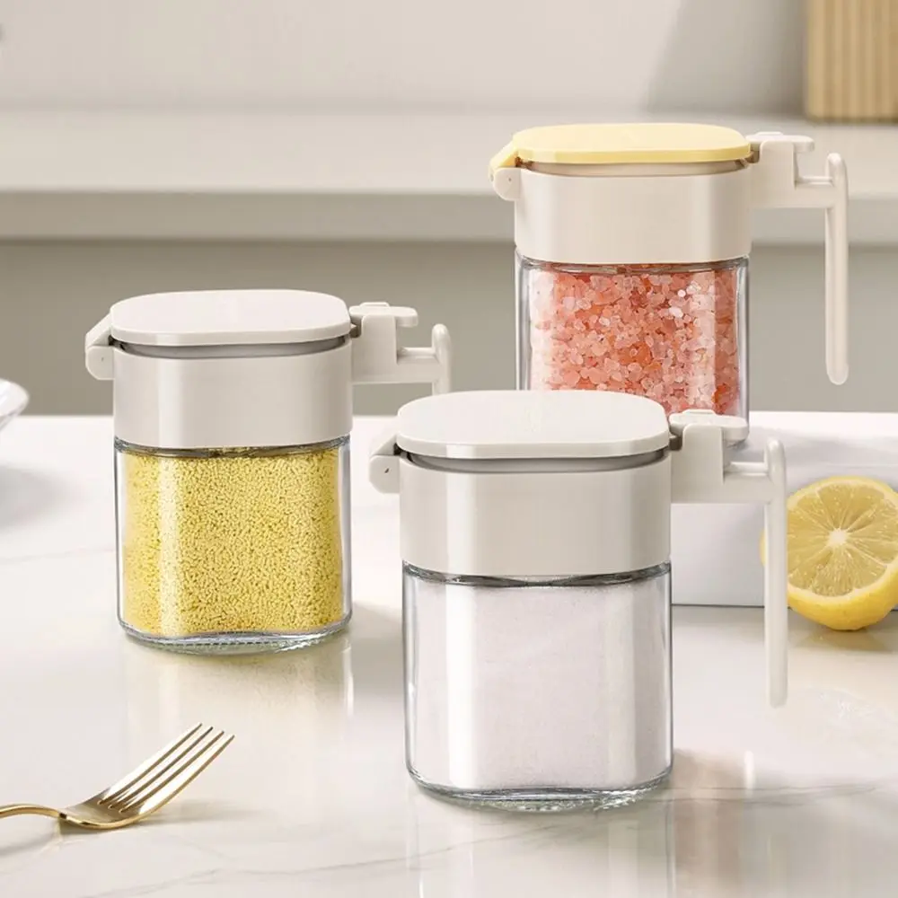 

Sealed Glass Seasoning Jar Moisture-Proof Leak-proof Sugar and Salt Container Dustproof with Spoon Seasoning Jar Bottle for Home
