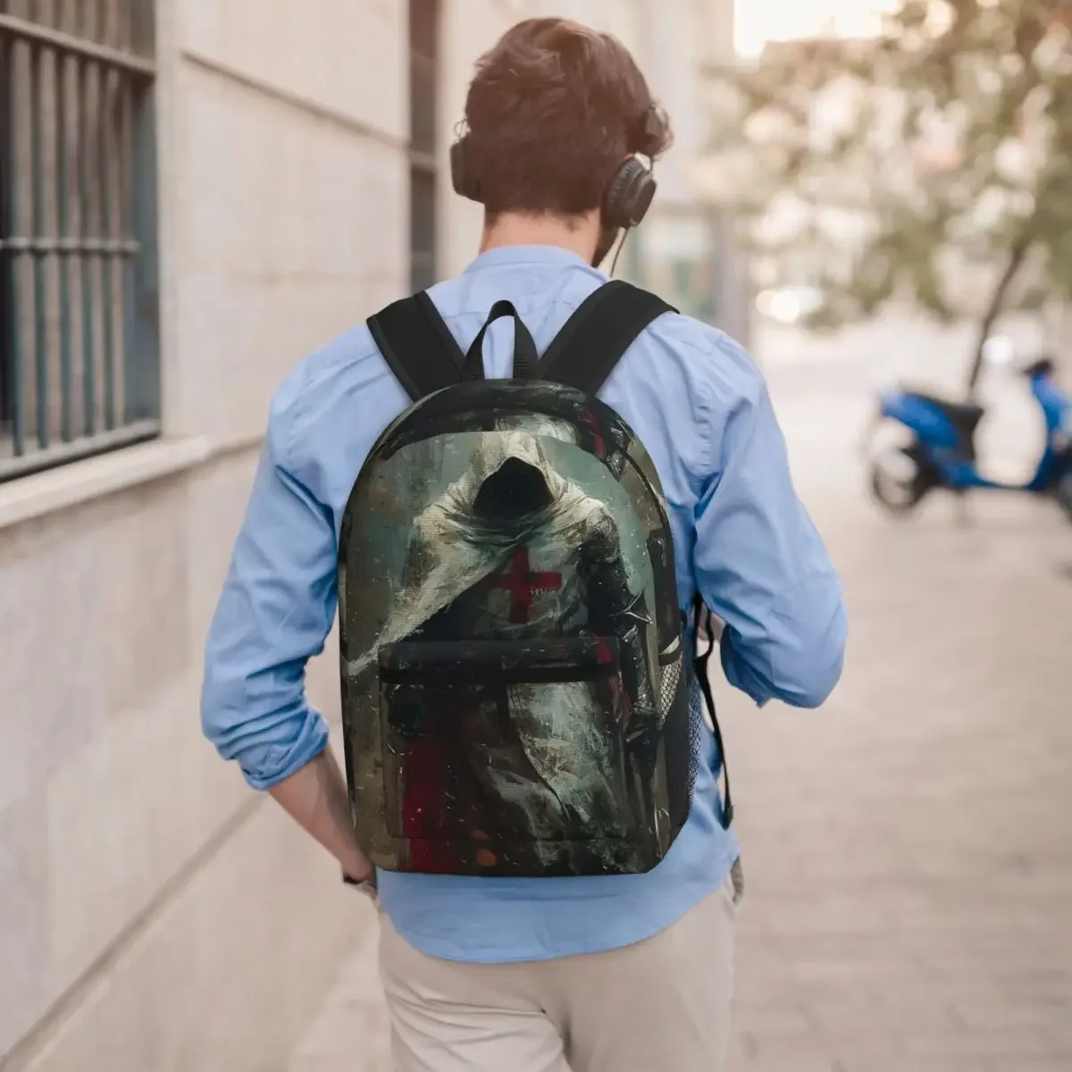 Medieval Knight Vintage Watercolor Art Student Backpack School Bag Hiking Travel Daypack for Men Women Bookbag Shoulder Bags