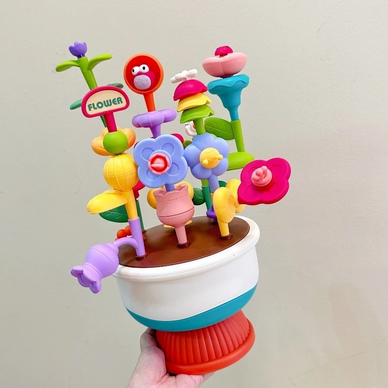 ตัวต่อดอกไม้แบบซ้อนได้ สร้างสรรค์ น่ารัก ของเล่นประกอบเอง กระถางดอกไม้ ตัวต่อเสริมพัฒนาการ ของขวัญสำหรับเด็ก