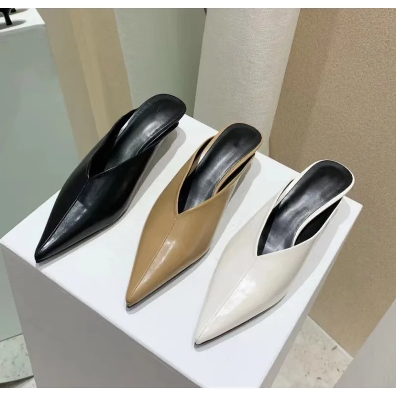 

Fashion Pointed Toe Mules Slippers Women Low Heel Slingback Sandals Ladies Elegant Dress Slides Comfort Designer Pumps Women