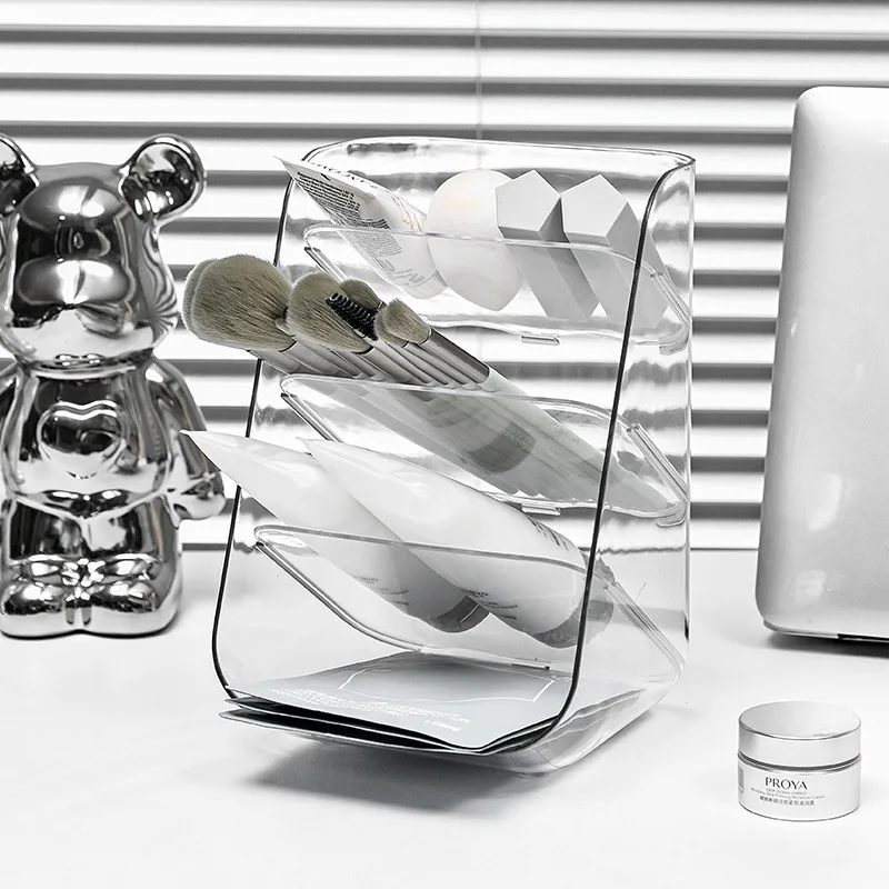 Desktop Transparent Storage Box Finishing Box Skin Care Products Pen Holder Vanity Cas Rack Cylinder