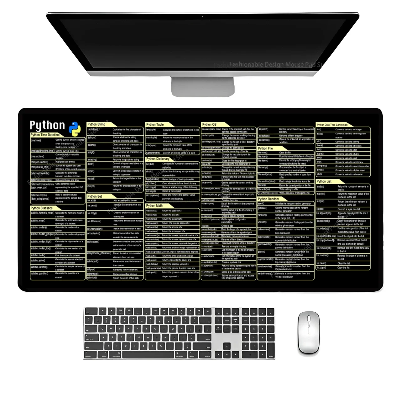Spanish Python Programing Mouse Pad Desk Mat Office Software Excel Shortcuts Mousepad Personalized Extended by Office Users