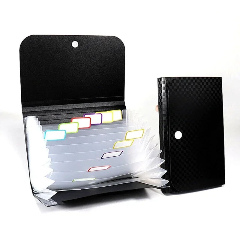 A6 Accordion Folder Expanding Receipt Folder Multi-layer File Case Button Closure with Index Stickers for Business Staff