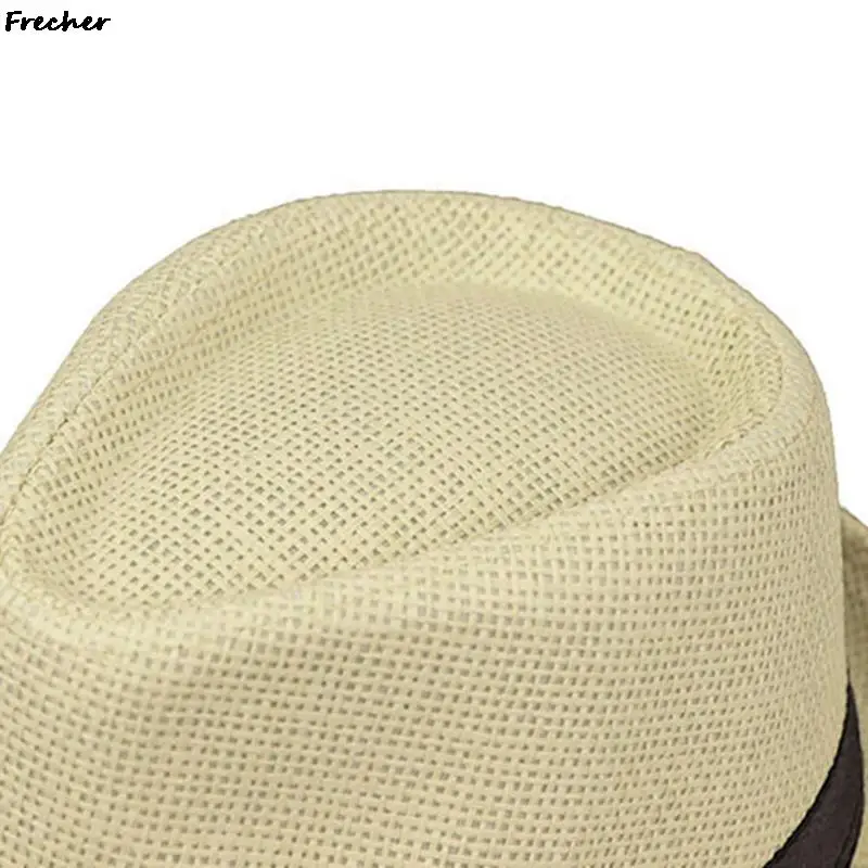 Children Beach Party Hat Straw Weave Panama Kids Summer Jazz Hats Wedding Party Costume Boys Flat Brim Fedora Chapeau Caps New