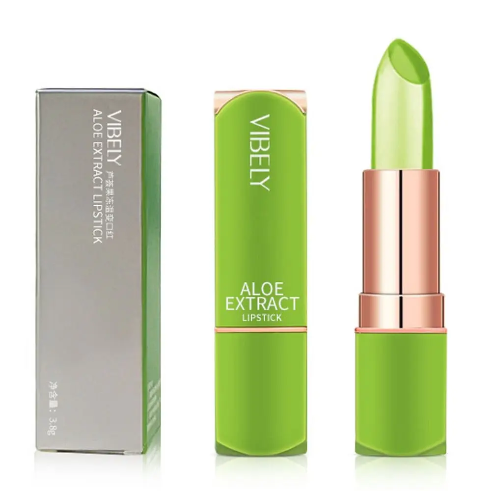 Brillo de labios hidratante portátil, lápiz labial descolorido de Aloe Vera Natural de larga duración, maquillaje cosmético