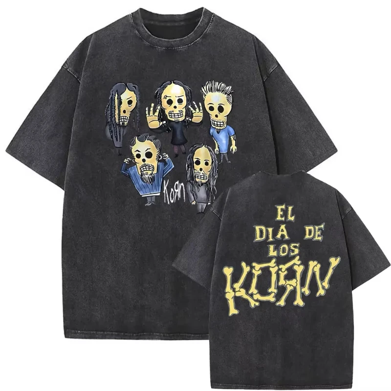Rock Band Korn Ftl 25 Follow The Leader 61392 Short Sleeved Round Neck Y2k Tshirt Men Washed New in Top & Tees Mens T-Shirt