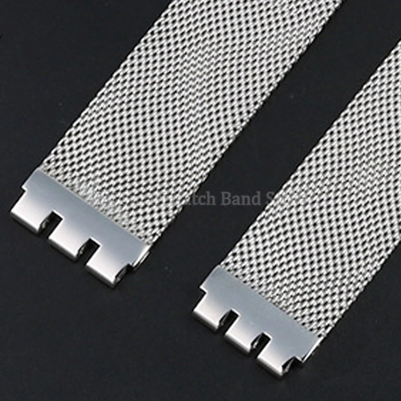 17mm 19mm 20mm Metal Strap for Swatch Replacement Bracelet Stainless Steel WatchBand Milanese Mesh Strap Black Silver Wrist Band