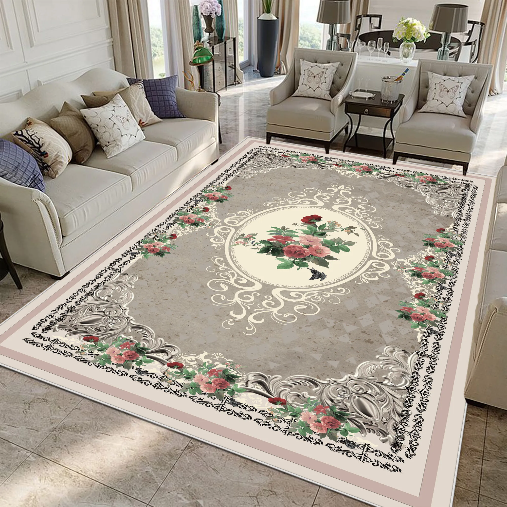 Vintage Bohemian Carpet for Living Room Decoration Sofa Large Rug Ethnic Style Bedroom Rug Washable Entrance Doormat Anti-slip