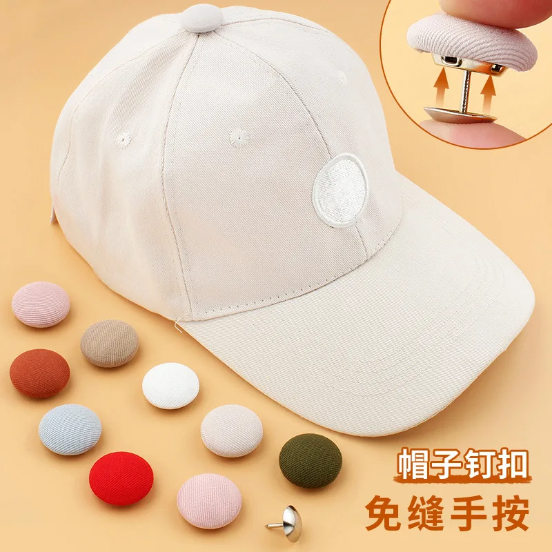 

Sew-free Hat Top Cloth Covered Buttons Round Button Snap Repair Peaked Cap Baseball Cap Sun Hat Decor Button Accessories