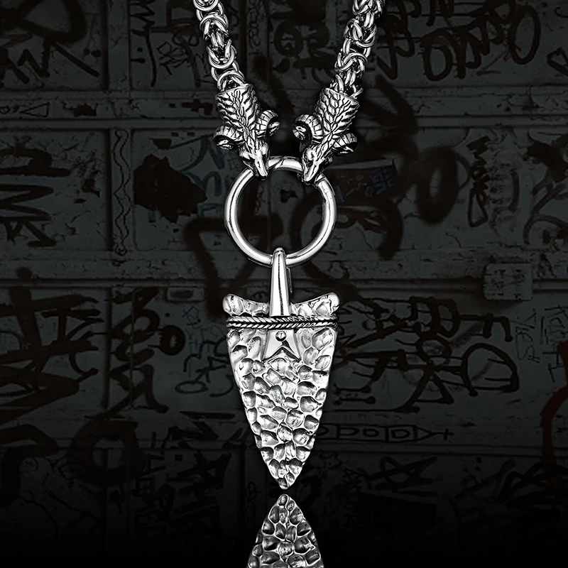 

Man Retro Viking Spear Pendant Necklace Male Punk Stainless Steel Arrow Fashion sweater chain for Male Viking Jewelry Accessorie
