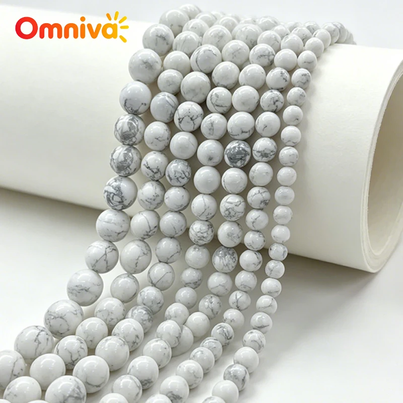 Natural Howlite Round Beads White Turquoise Loose Gemstone Beads for Jewelry Making Bracelet Necklace 6mm 8mm 10mm 15inch Strand