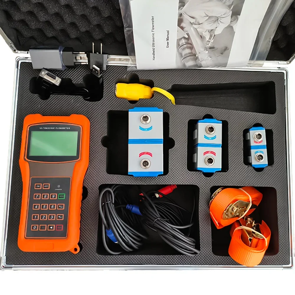 TUF-2000H Ultrasonic Flow Meter with Small Medium Large Sensors Handheld Clamp On DN25-DN6000 Digital Flowmeter Display