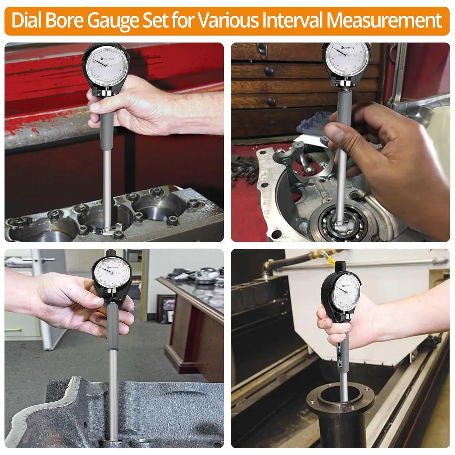 DIAL Bore Gauge 2-6inch Indicator 0.0005inch Dial Bore Gauge Tool Set with Carbide Anvils &ABS Box for Internal Measure Cylinder