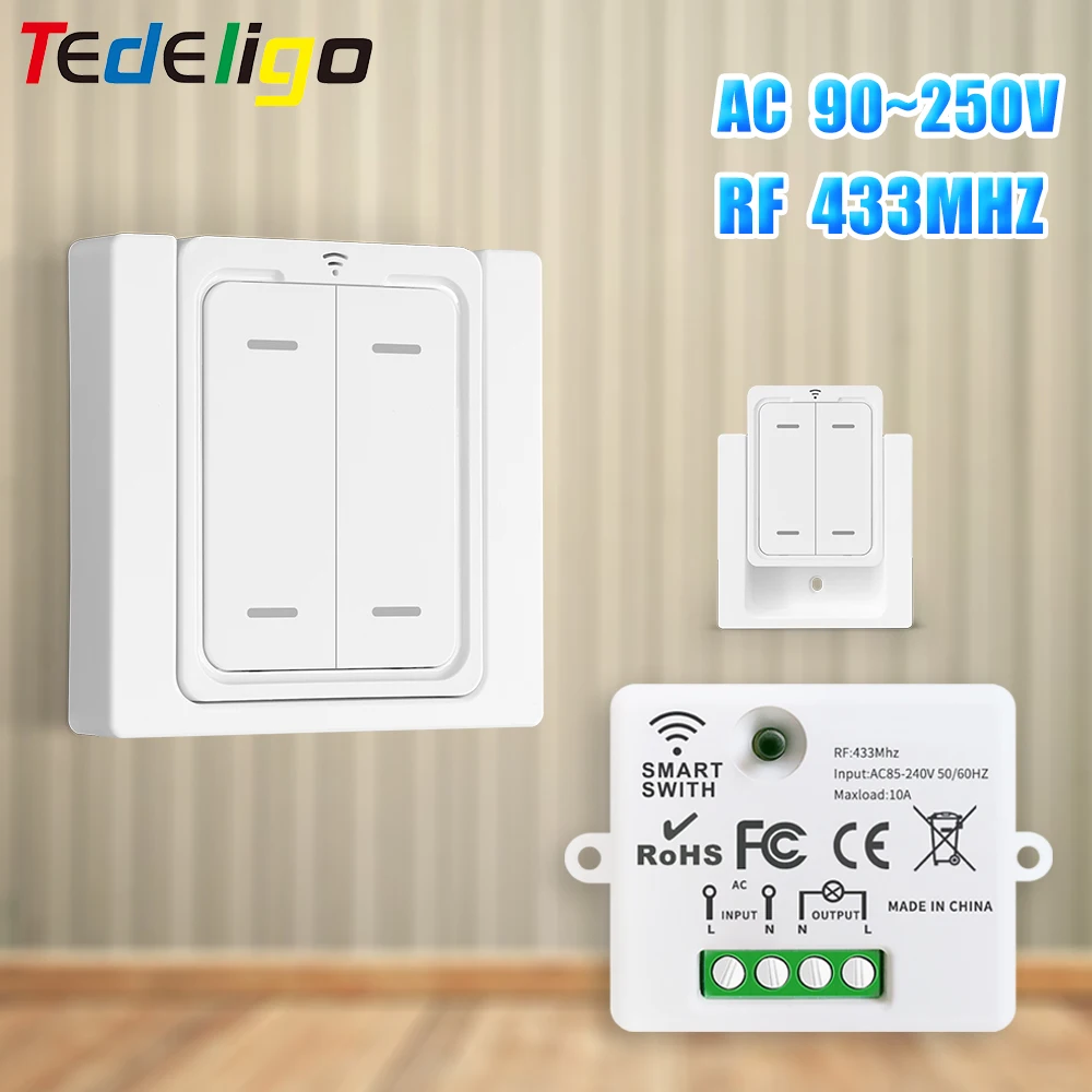 Wireless Smart Switch Light 433MHz 1/2/3/4Gang 86 Wall Panel Switch with Remote Control Interruptor 10A 110V 220V For LED Lamp