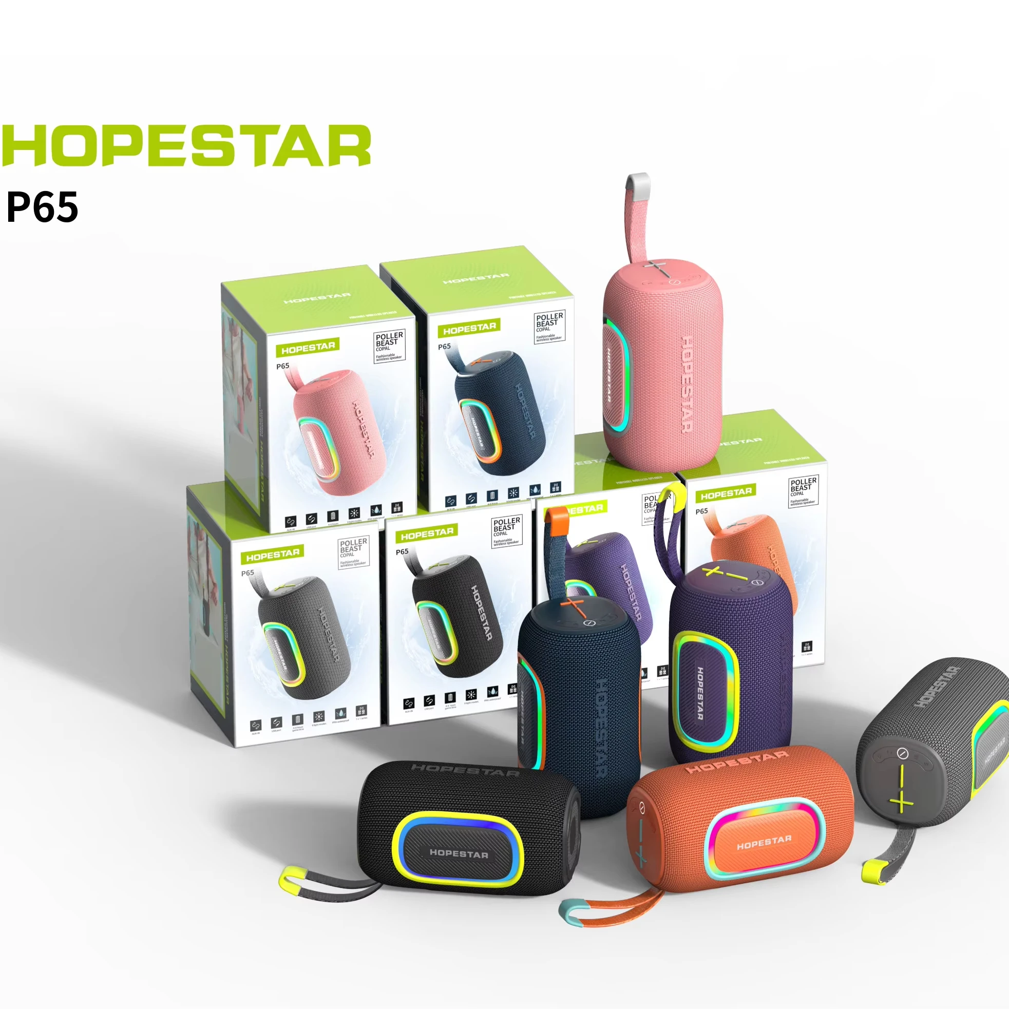 HOPESTAR P65 Wireless Portable Waterproof Speaker Outdoor Speakers Subwoofer Heavy Bass With Radio RGB Light