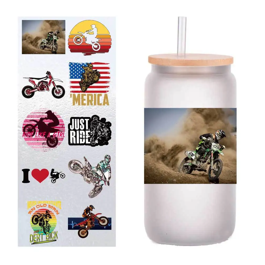 

10 sheets/pack of four-inch painting off-road motorcycle UV transfer stickers crystal label glass glass sticker customization
