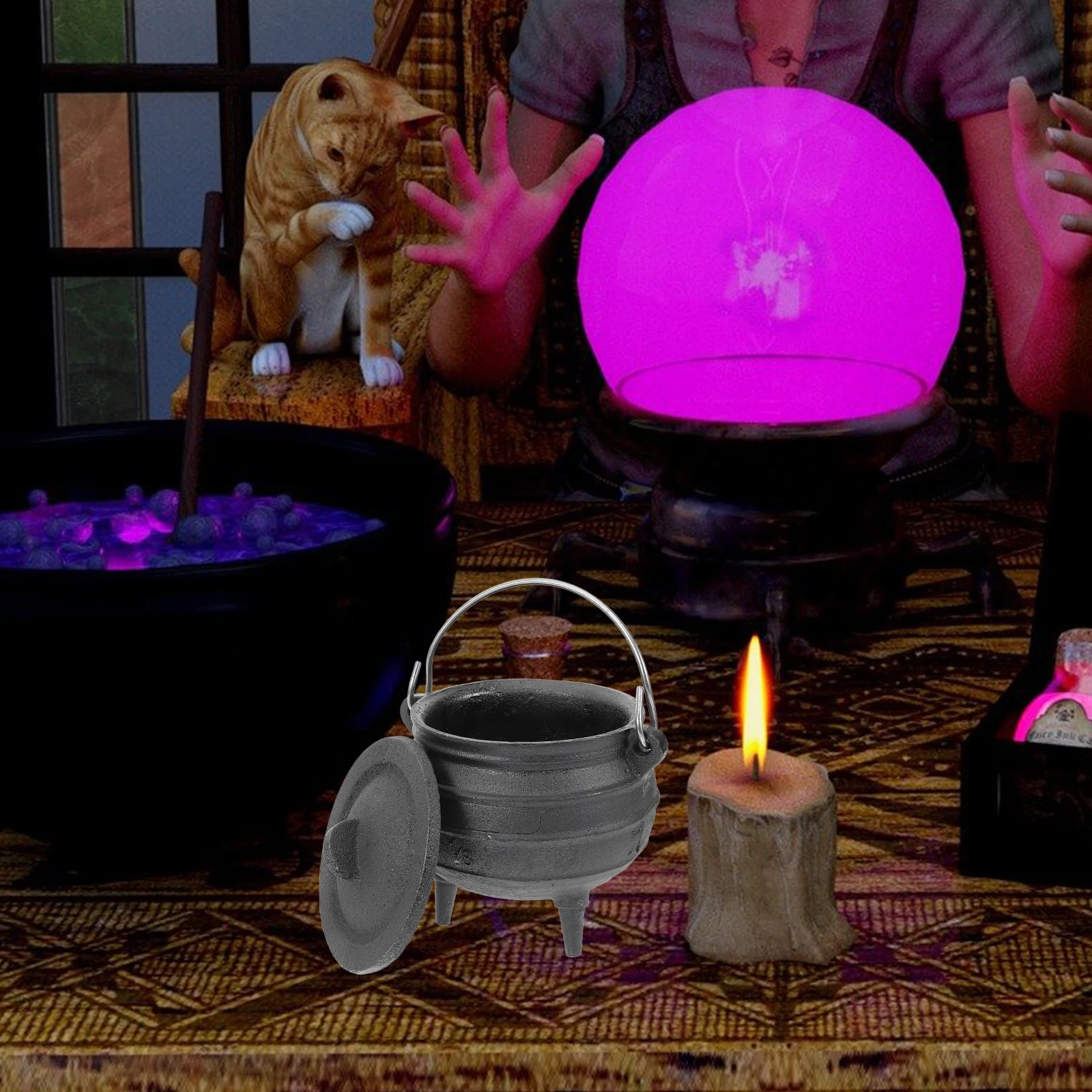 

Iron Witch Halloween Decor Pot Style Sacrifice Prop Witch Pot Statue Craft