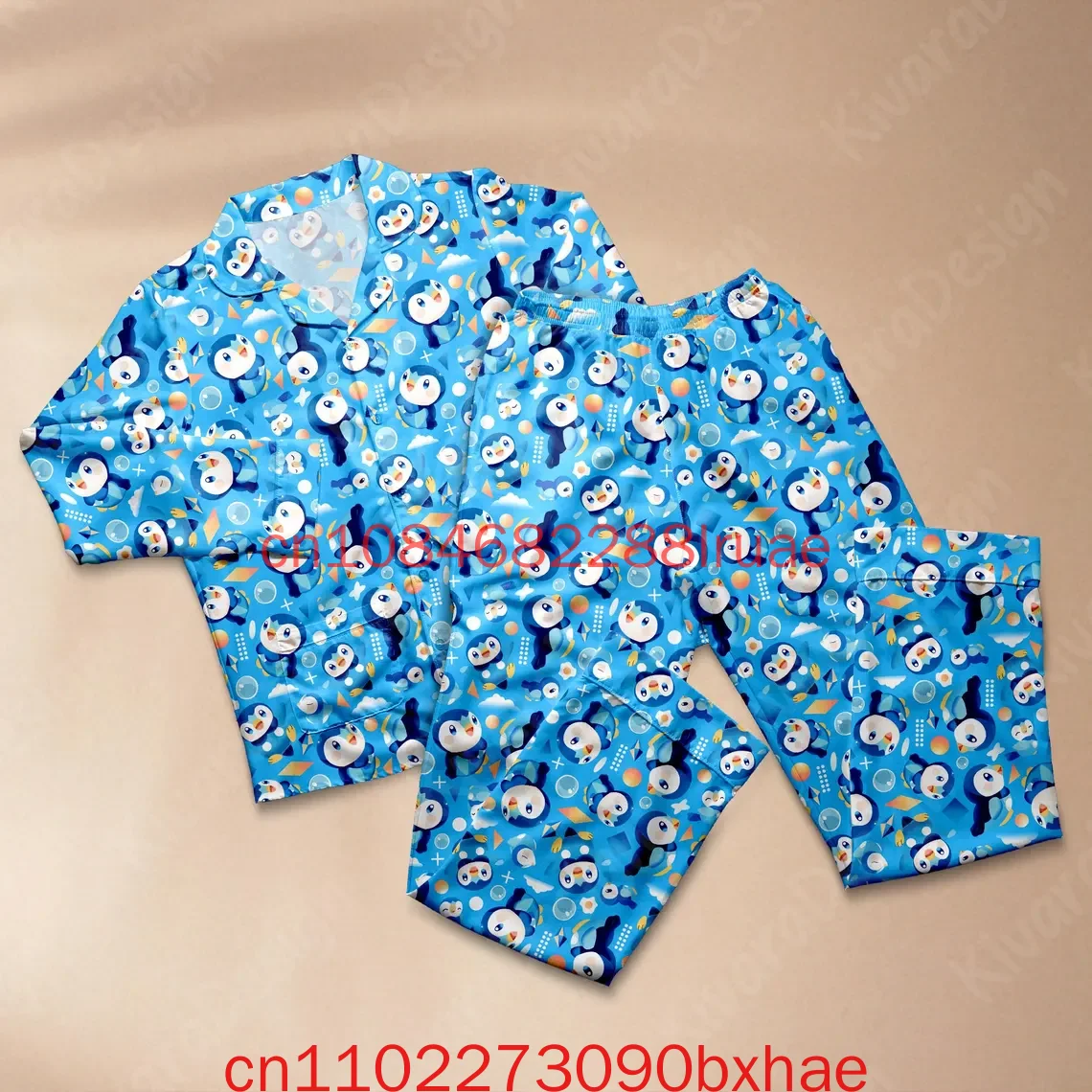

2026 New Piplup Pajama Set 3D Print Anime Kawaii Loungewear Sleepwear for Fans Comfortable Anime Fan