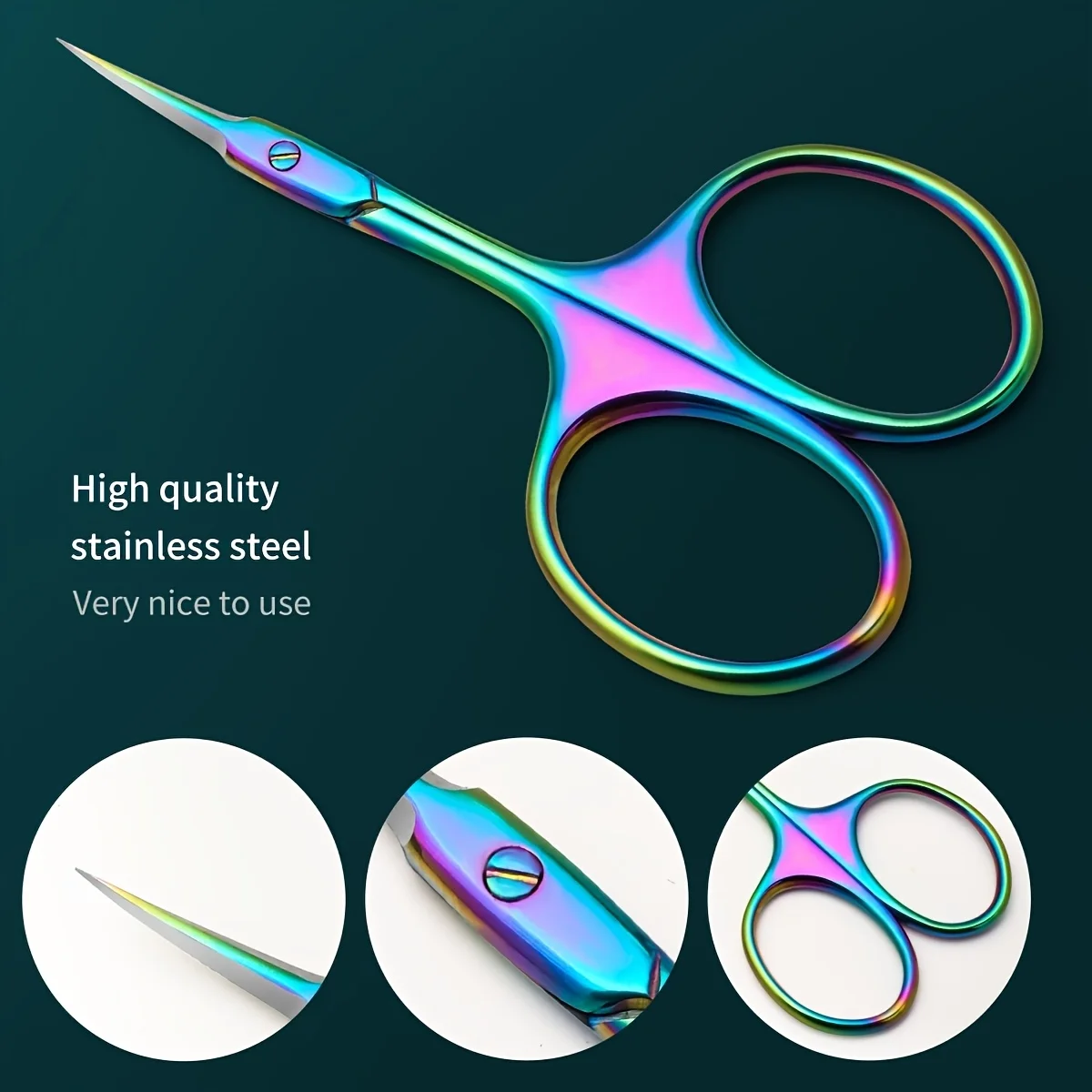 Tesoura de Cutícula de Aço Inoxidável Colorida, Ferramenta de Precisão para Remoção de Unhas e Pele Morta, Ideal para Cuidados com Manicure e Pedicure