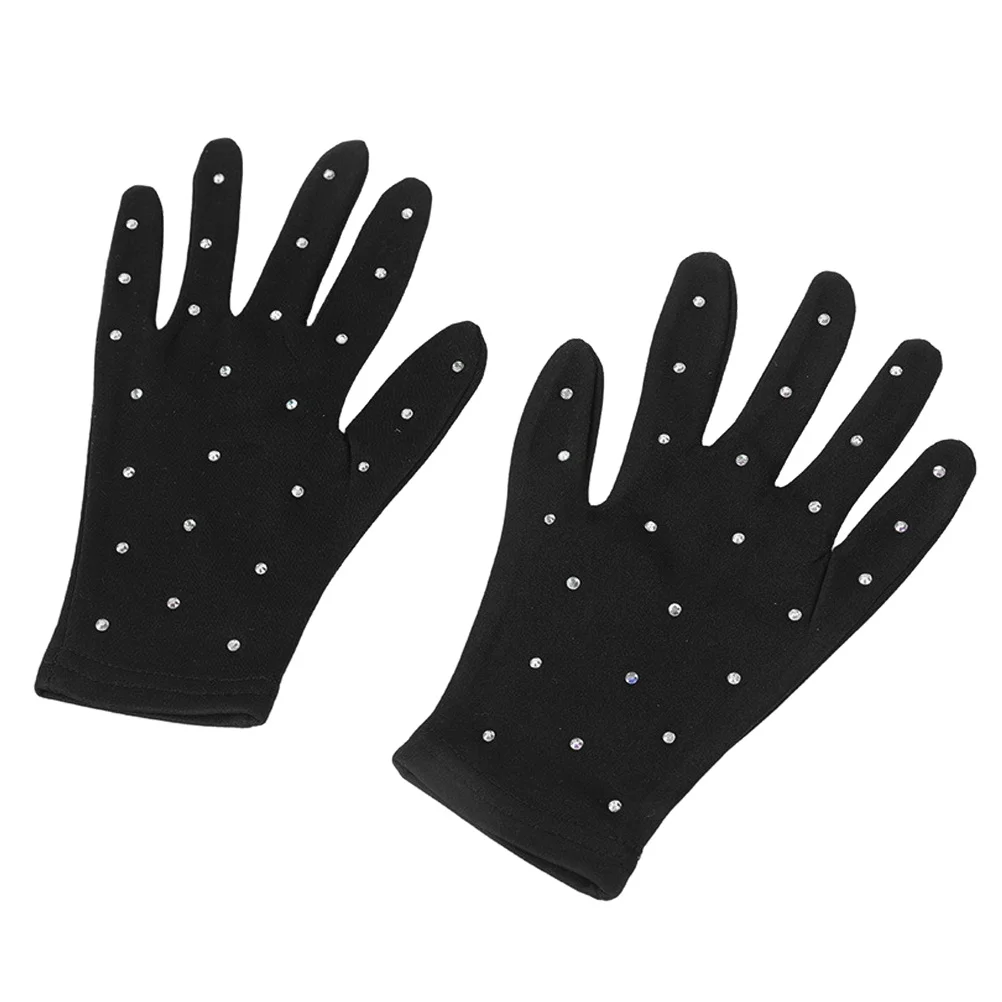 Skating Gloves Stage Party Finger Girl Hot Drill Dance Fabric Figure-skating Decorative