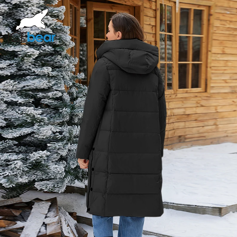 ICEbear 2024 Winter Women Jacket Long Cotton Big Pockets Ladies Windproof Coat Women's Thickened Warm Parka GWD22578-1D