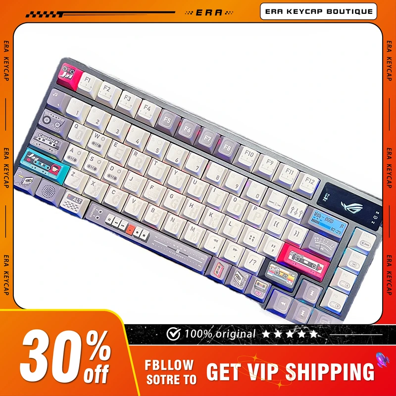 

Era Tape Theme Keycap Set PBT Five-sided Sublimation Original Factory Highly Customized 130-key Resin Keycap E-sports Game Gift